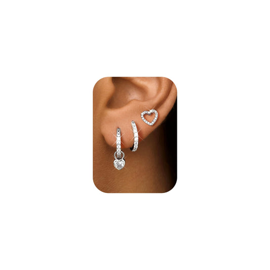 Chriscoco 3 Paia Orecchini Donna Oro Placcato 14K Acciaio Chirurgico Piccoli Orecchini Cerchio Argento Anallergici Set Piercing Orecchio