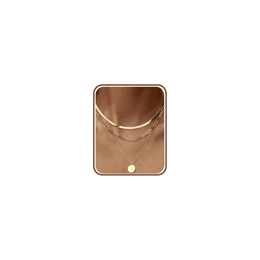 ADRAMATA 3Pcs Collana Donna Acciaio Inossidabile Collana Placcato Oro 14K Impilabile Collana Girocollo Set Collana Pendenti Regolabili Collana Croce/Moneta/Cuore Catena Argento Collane Oro Donna