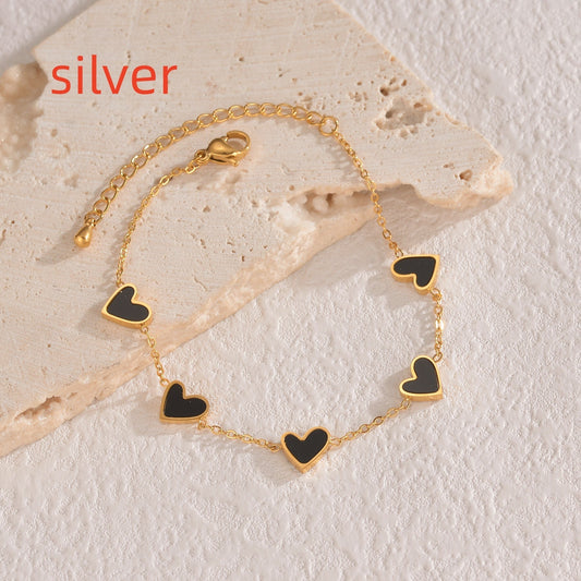 Ins Love Bracelet  Stainless Steel Dripping Heart Bracelet Fashion Valentine's Day Jewelry Gift