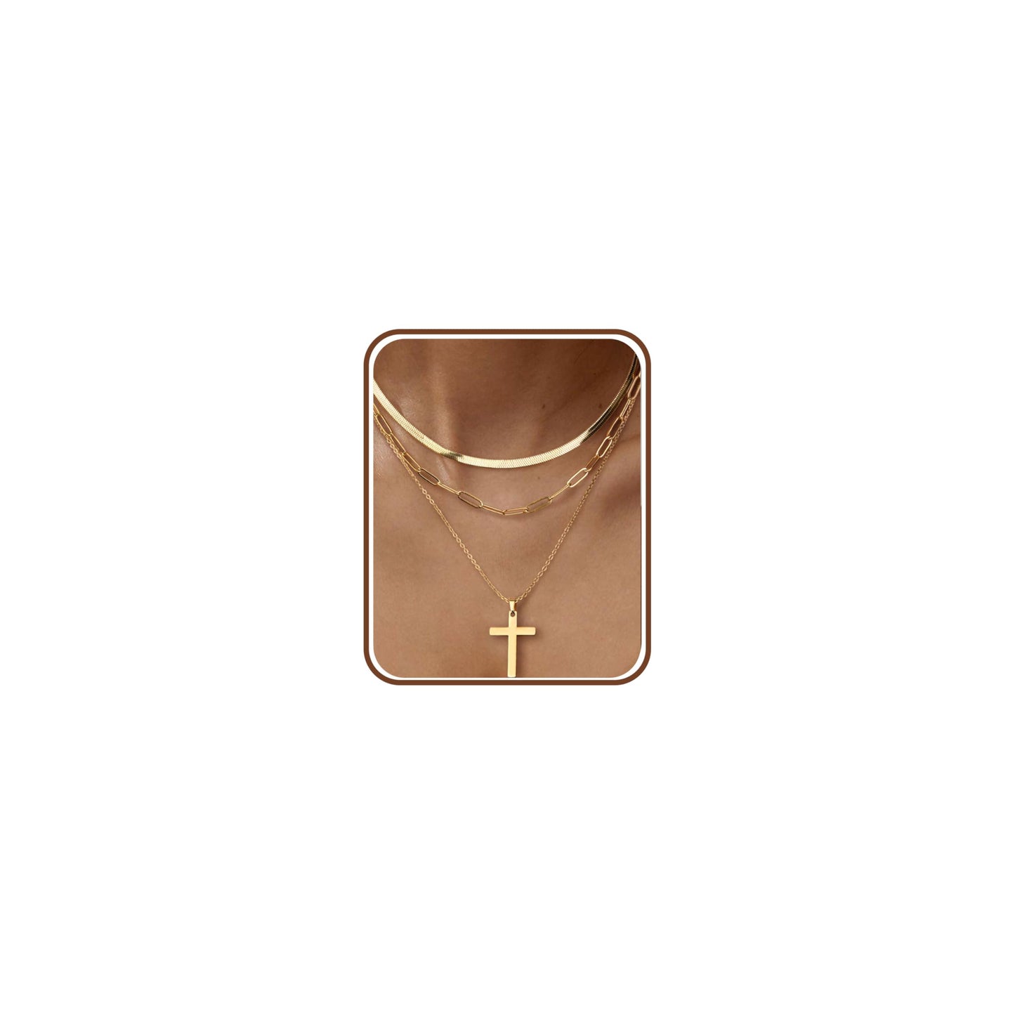 ADRAMATA 3Pcs Collana Donna Acciaio Inossidabile Collana Placcato Oro 14K Impilabile Collana Girocollo Set Collana Pendenti Regolabili Collana Croce/Moneta/Cuore Catena Argento Collane Oro Donna