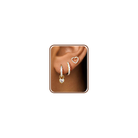 Chriscoco 3 Paia Orecchini Donna Oro Placcato 14K Acciaio Chirurgico Piccoli Orecchini Cerchio Argento Anallergici Set Piercing Orecchio