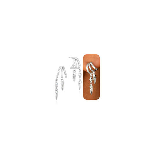 HANLI Orecchini Cerchio Pendenti Donna Argento 925 / Oro Placcato 14K e Zirconi Cubici Anallergici Leggeri Trendy Gioielli di Moda per le Donne