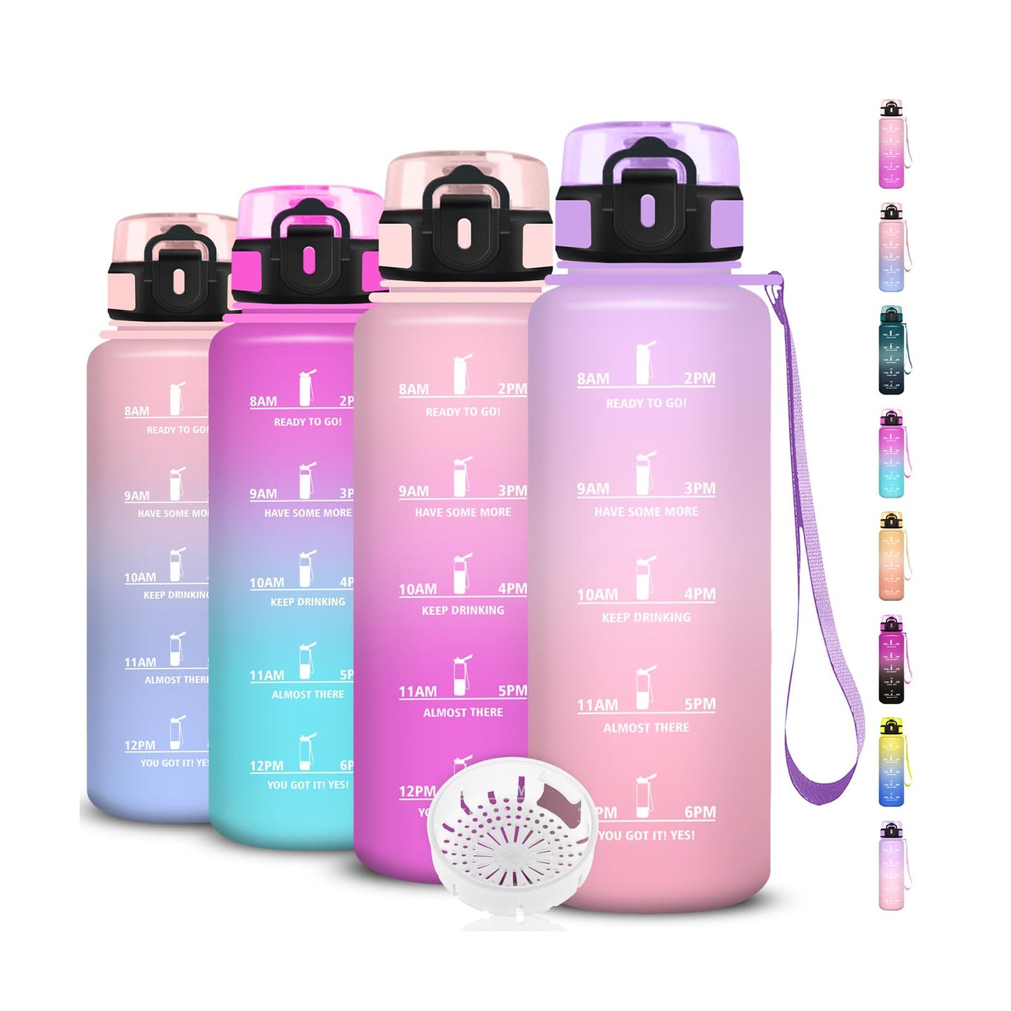 Borraccia, Borraccia 500ml, Borraccie Senza Perdite, Borraccie Motivazionale, Facile da Trasportare, Bottiglia Orari, Bottiglia Graduata, Facile da Pulire, per Sport, Fitness, Yoga, Scuola, Bambina