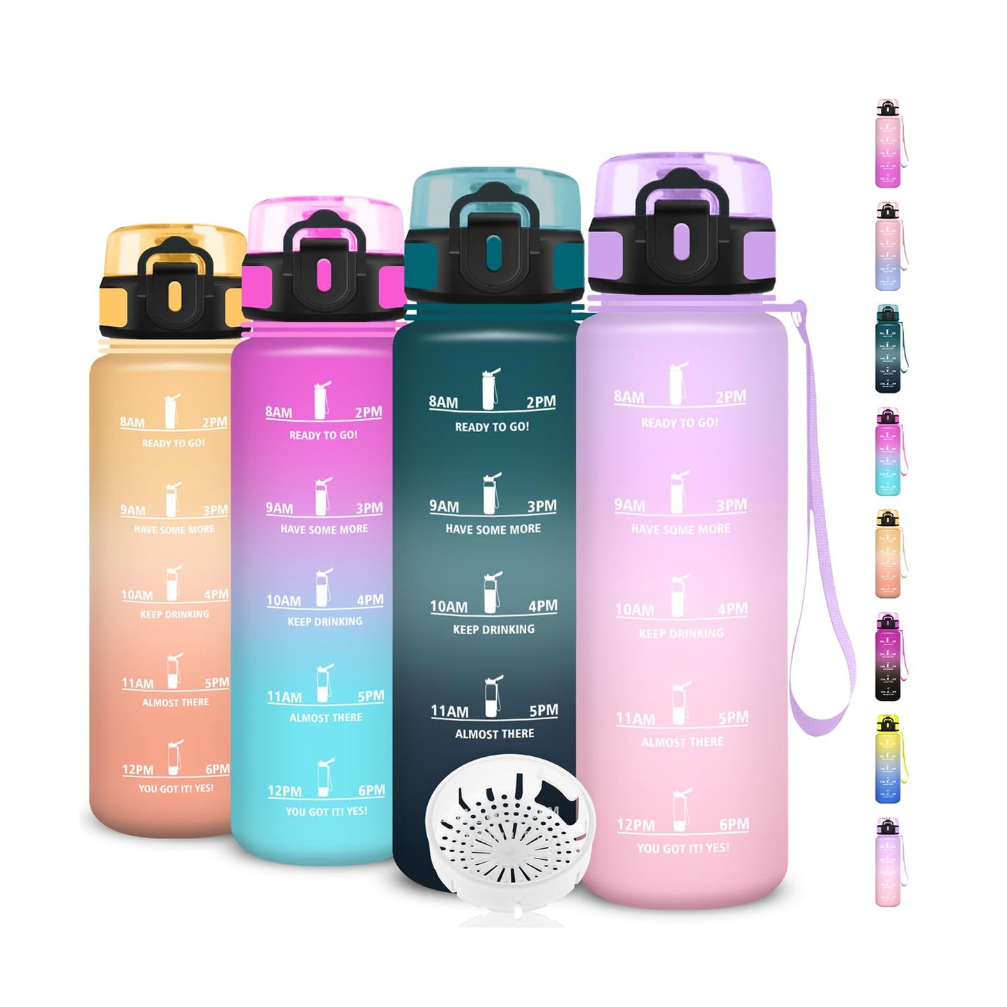 Borraccia, Borraccia 500ml, Borraccie Senza Perdite, Borraccie Motivazionale, Facile da Trasportare, Bottiglia Orari, Bottiglia Graduata, Facile da Pulire, per Sport, Fitness, Yoga, Scuola, Bambina