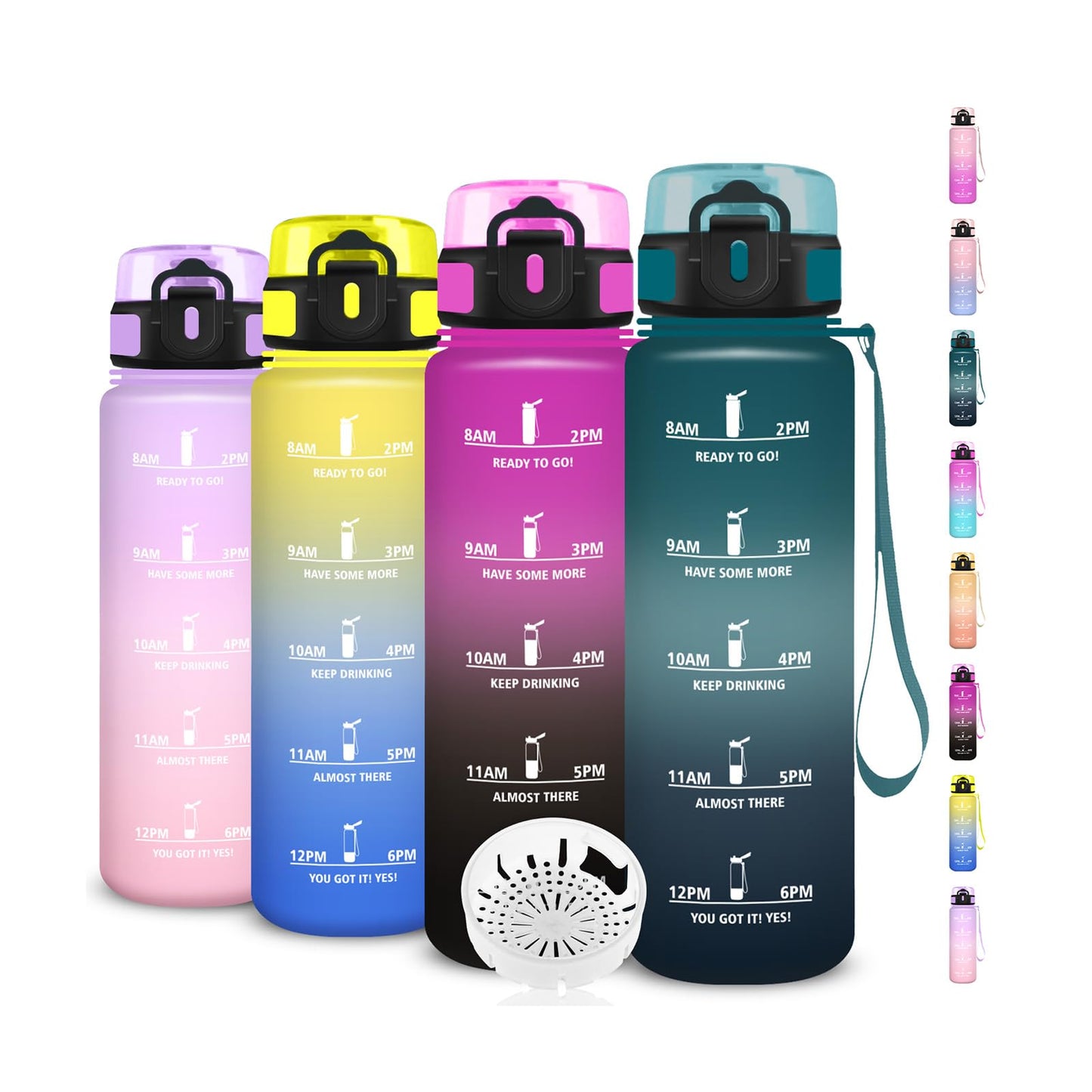 Borraccia, Borraccia 500ml, Borraccie Senza Perdite, Borraccie Motivazionale, Facile da Trasportare, Bottiglia Orari, Bottiglia Graduata, Facile da Pulire, per Sport, Fitness, Yoga, Scuola, Bambina