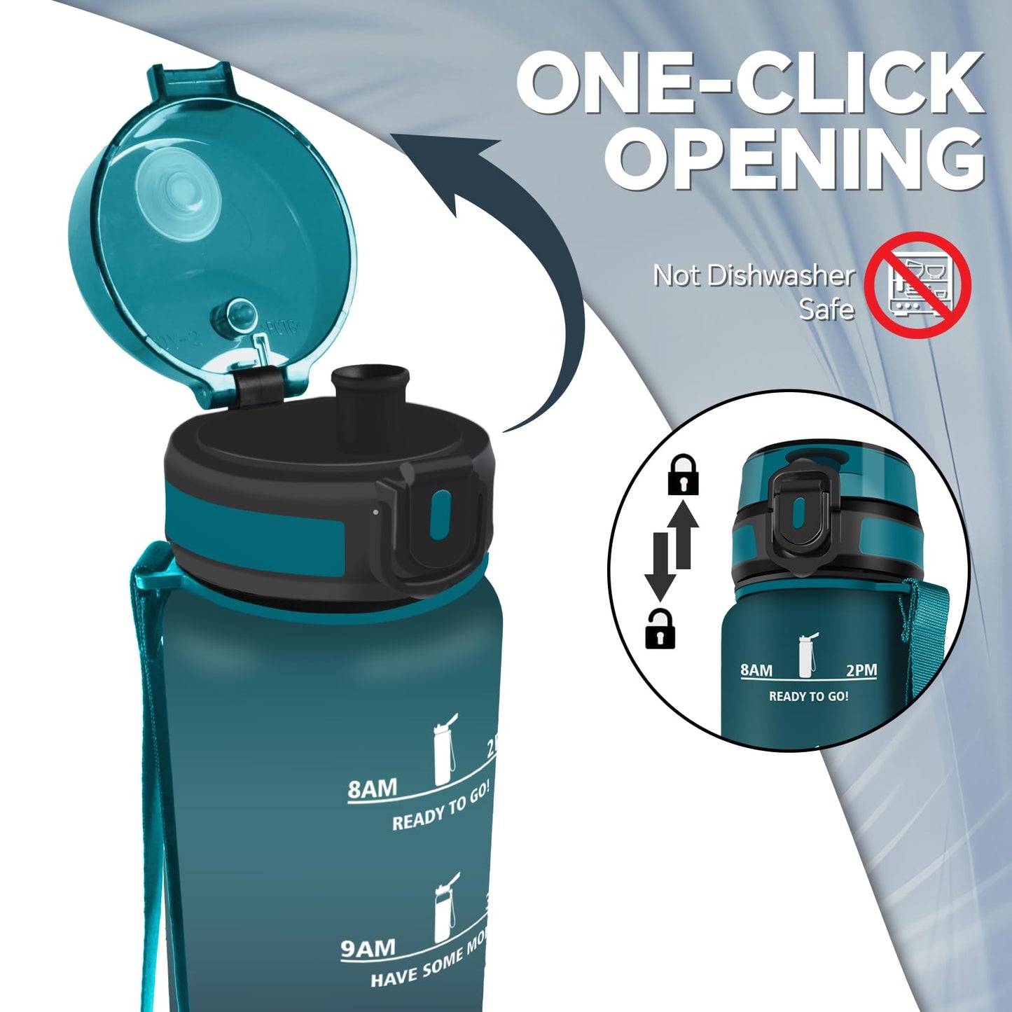 Borraccia, Borraccia 500ml, Borraccie Senza Perdite, Borraccie Motivazionale, Facile da Trasportare, Bottiglia Orari, Bottiglia Graduata, Facile da Pulire, per Sport, Fitness, Yoga, Scuola, Bambina