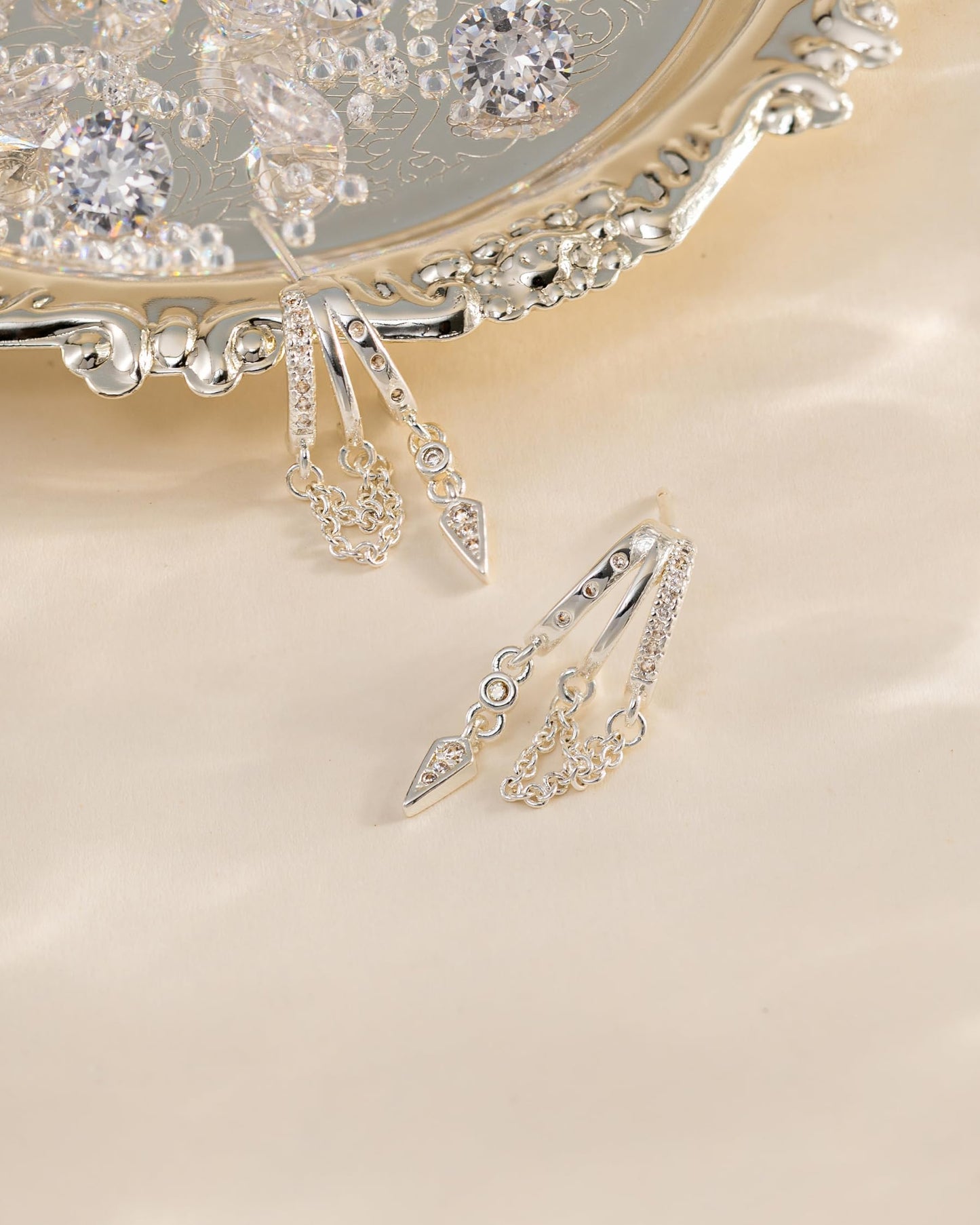 HANLI Orecchini Cerchio Pendenti Donna Argento 925 / Oro Placcato 14K e Zirconi Cubici Anallergici Leggeri Trendy Gioielli di Moda per le Donne
