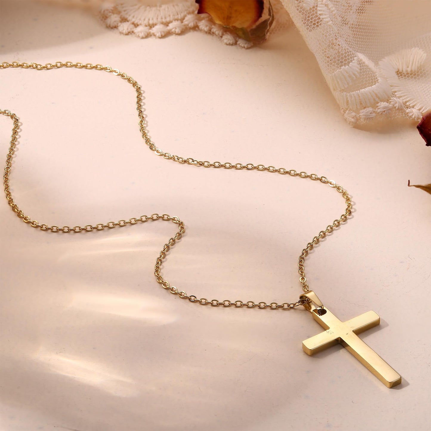 ADRAMATA 3Pcs Collana Donna Acciaio Inossidabile Collana Placcato Oro 14K Impilabile Collana Girocollo Set Collana Pendenti Regolabili Collana Croce/Moneta/Cuore Catena Argento Collane Oro Donna