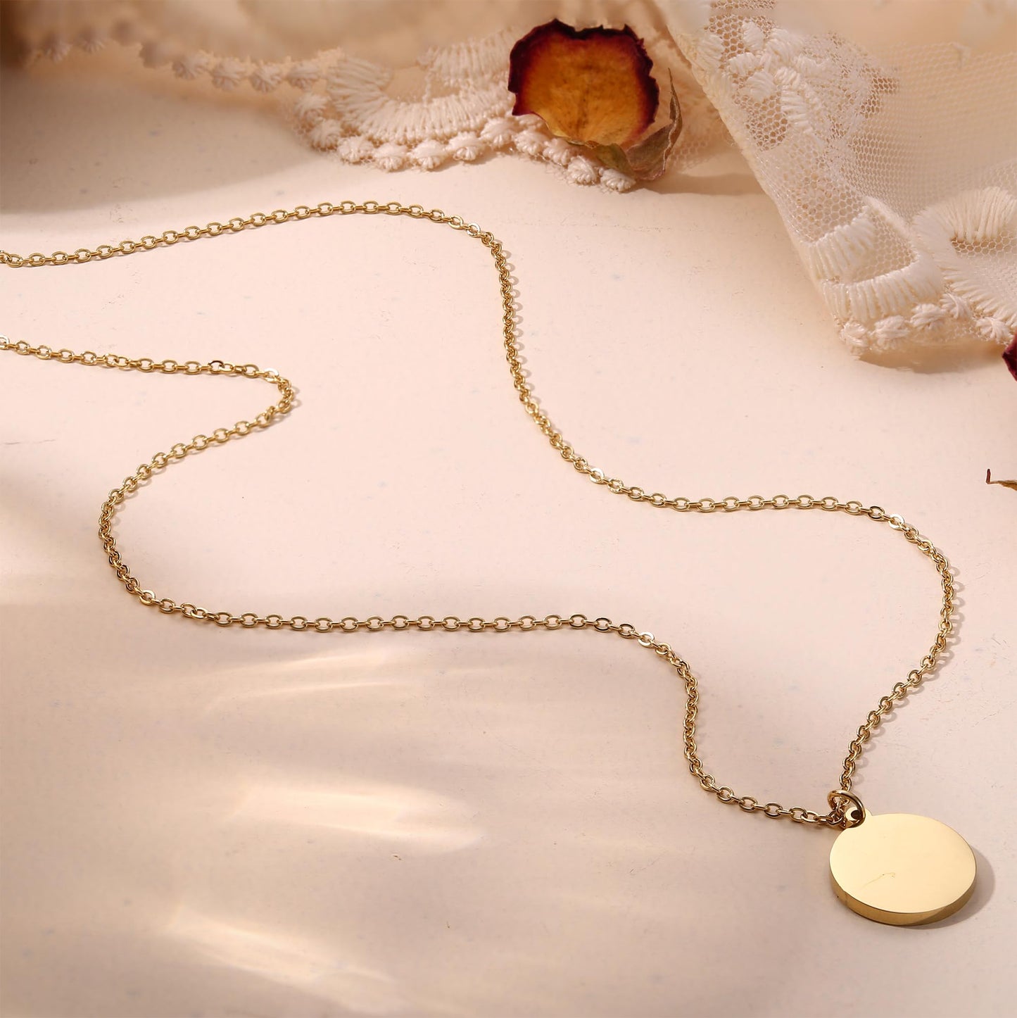 ADRAMATA 3Pcs Collana Donna Acciaio Inossidabile Collana Placcato Oro 14K Impilabile Collana Girocollo Set Collana Pendenti Regolabili Collana Croce/Moneta/Cuore Catena Argento Collane Oro Donna