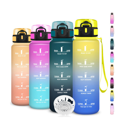 Borraccia, Borraccia 500ml, Borraccie Senza Perdite, Borraccie Motivazionale, Facile da Trasportare, Bottiglia Orari, Bottiglia Graduata, Facile da Pulire, per Sport, Fitness, Yoga, Scuola, Bambina