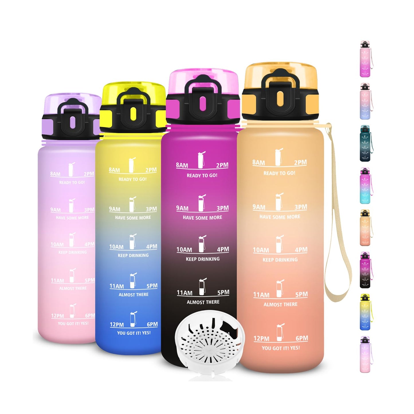 Borraccia, Borraccia 500ml, Borraccie Senza Perdite, Borraccie Motivazionale, Facile da Trasportare, Bottiglia Orari, Bottiglia Graduata, Facile da Pulire, per Sport, Fitness, Yoga, Scuola, Bambina