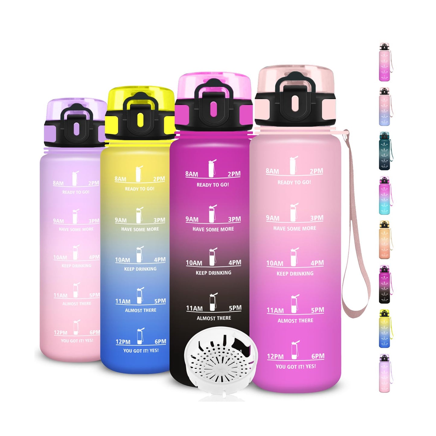 Borraccia, Borraccia 500ml, Borraccie Senza Perdite, Borraccie Motivazionale, Facile da Trasportare, Bottiglia Orari, Bottiglia Graduata, Facile da Pulire, per Sport, Fitness, Yoga, Scuola, Bambina