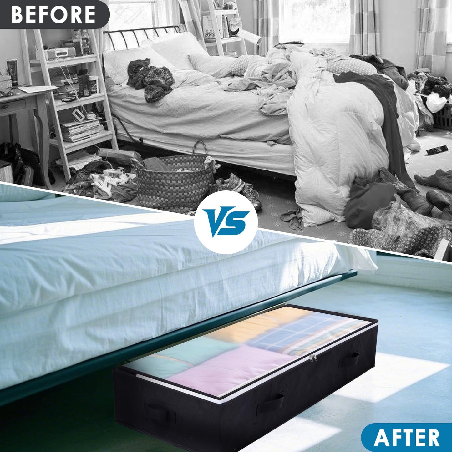 4 Pezzi Contenitore Sottoletto Pieghevole, Traspirante Scatole per Armadio con Manico, Contenitori per Vestiti sotto Il Letto, Organizzatore per Armadio Trapunte Coperte Biancheria da Letto