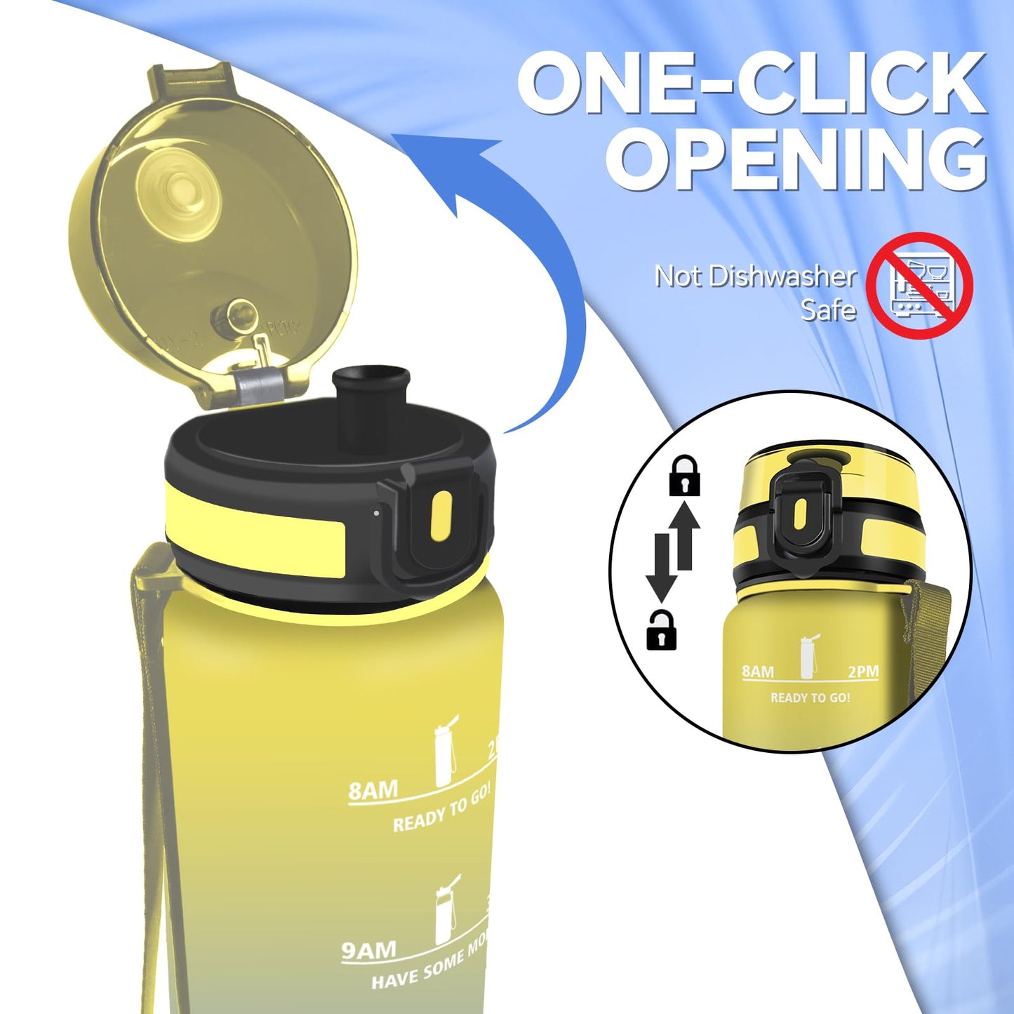 Borraccia, Borraccia 500ml, Borraccie Senza Perdite, Borraccie Motivazionale, Facile da Trasportare, Bottiglia Orari, Bottiglia Graduata, Facile da Pulire, per Sport, Fitness, Yoga, Scuola, Bambina