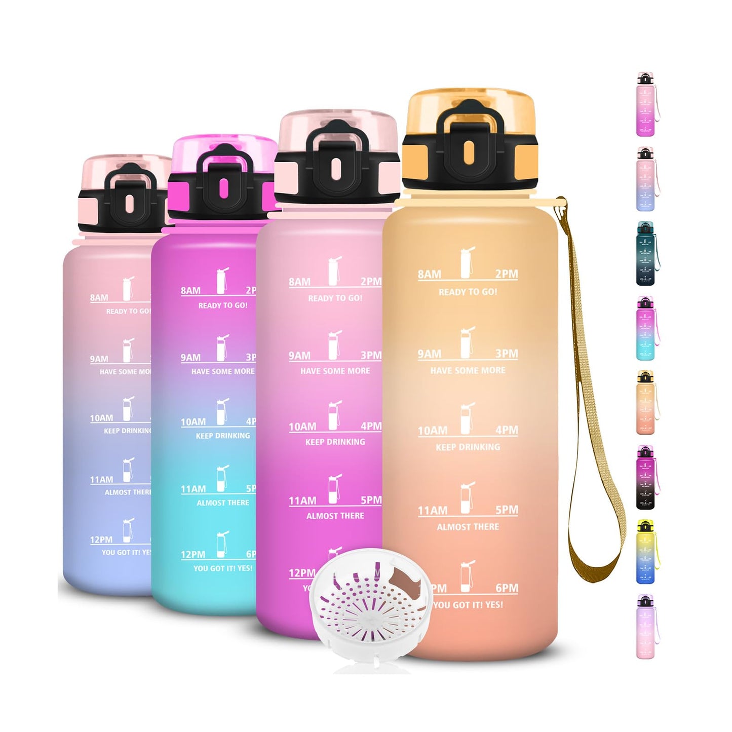 Borraccia, Borraccia 500ml, Borraccie Senza Perdite, Borraccie Motivazionale, Facile da Trasportare, Bottiglia Orari, Bottiglia Graduata, Facile da Pulire, per Sport, Fitness, Yoga, Scuola, Bambina