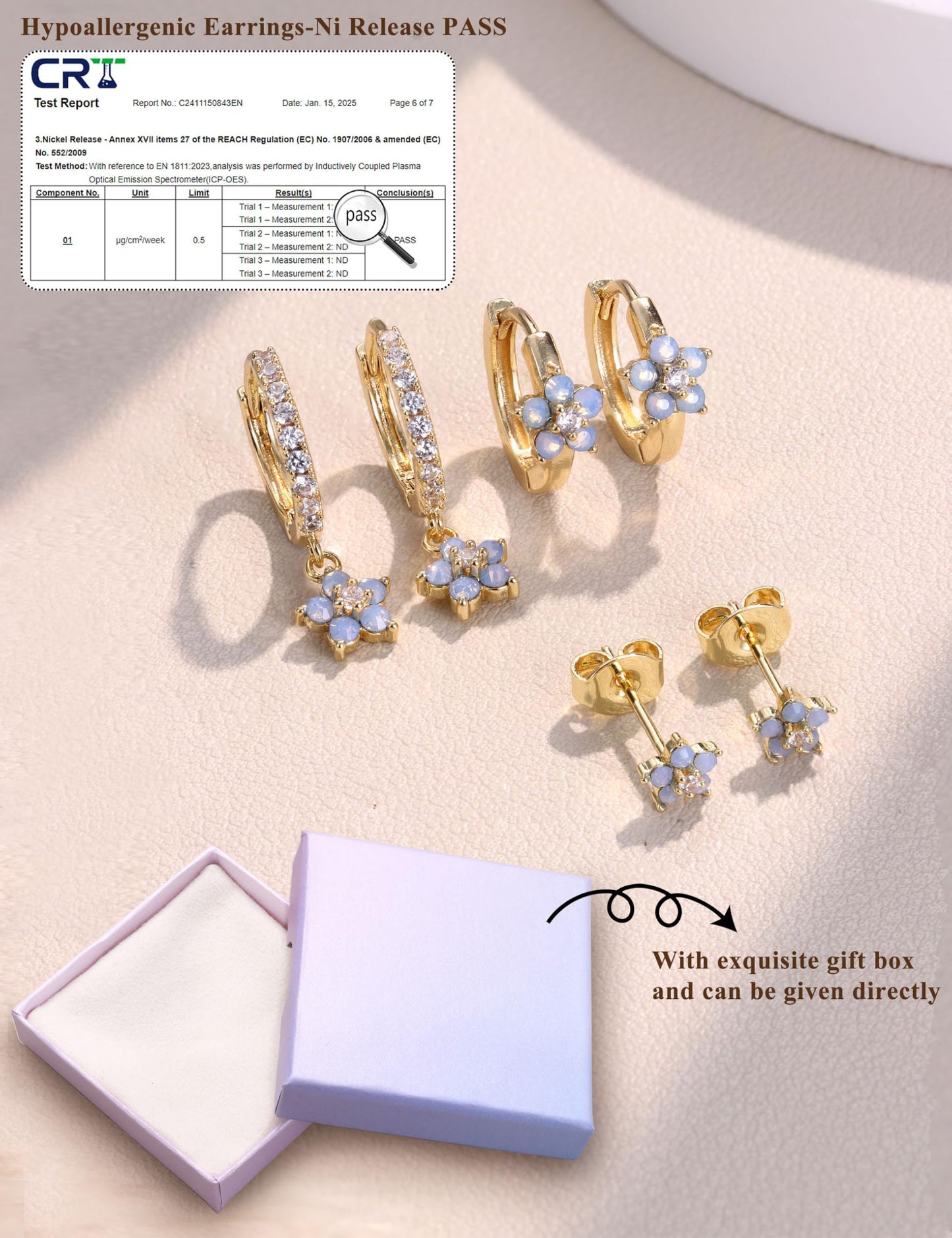 Chriscoco 3 Paia Orecchini Donna Oro Placcato 14K Acciaio Chirurgico Piccoli Orecchini Cerchio Argento Anallergici Set Piercing Orecchio