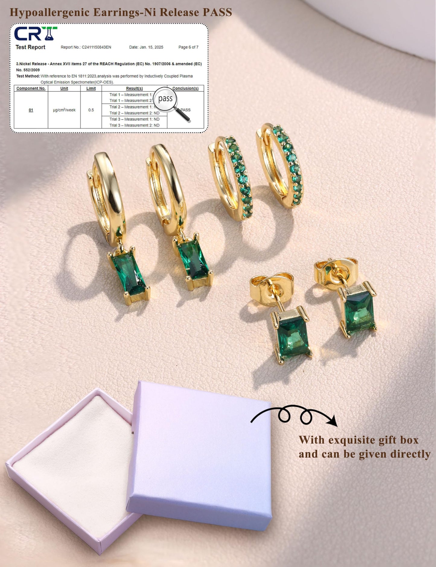 Chriscoco 3 Paia Orecchini Donna Oro Placcato 14K Acciaio Chirurgico Piccoli Orecchini Cerchio Argento Anallergici Set Piercing Orecchio