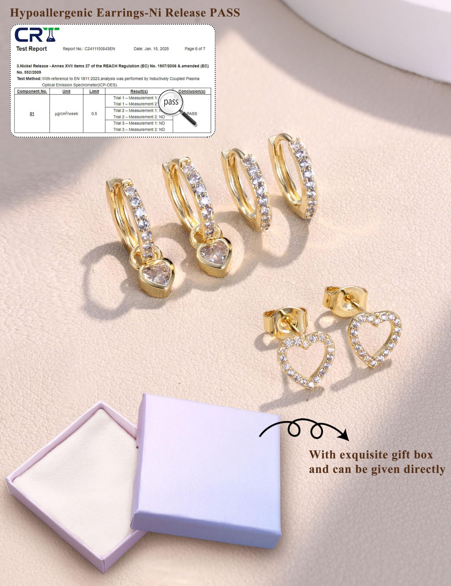 Chriscoco 3 Paia Orecchini Donna Oro Placcato 14K Acciaio Chirurgico Piccoli Orecchini Cerchio Argento Anallergici Set Piercing Orecchio