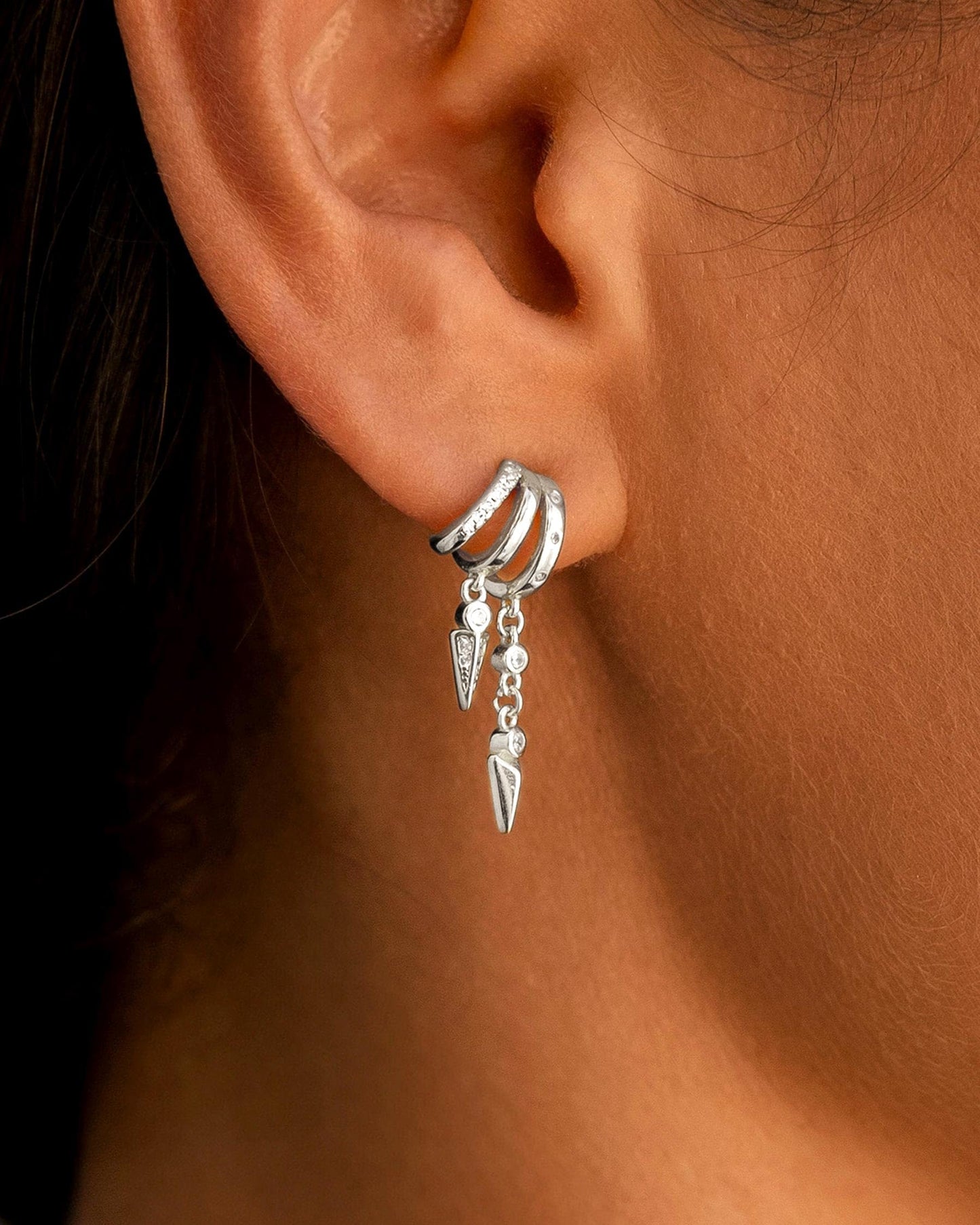 HANLI Orecchini Cerchio Pendenti Donna Argento 925 / Oro Placcato 14K e Zirconi Cubici Anallergici Leggeri Trendy Gioielli di Moda per le Donne