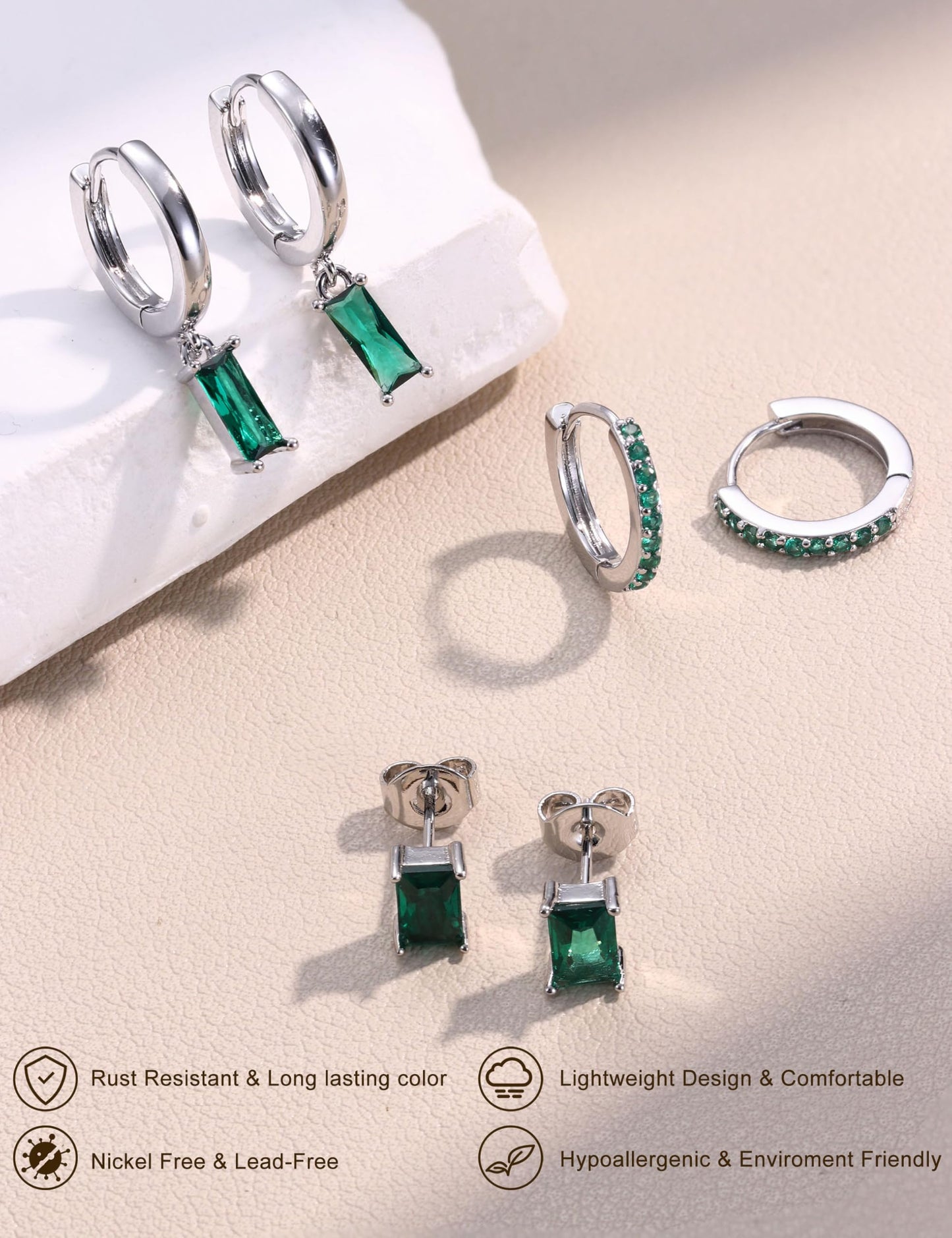 Chriscoco 3 Paia Orecchini Donna Oro Placcato 14K Acciaio Chirurgico Piccoli Orecchini Cerchio Argento Anallergici Set Piercing Orecchio