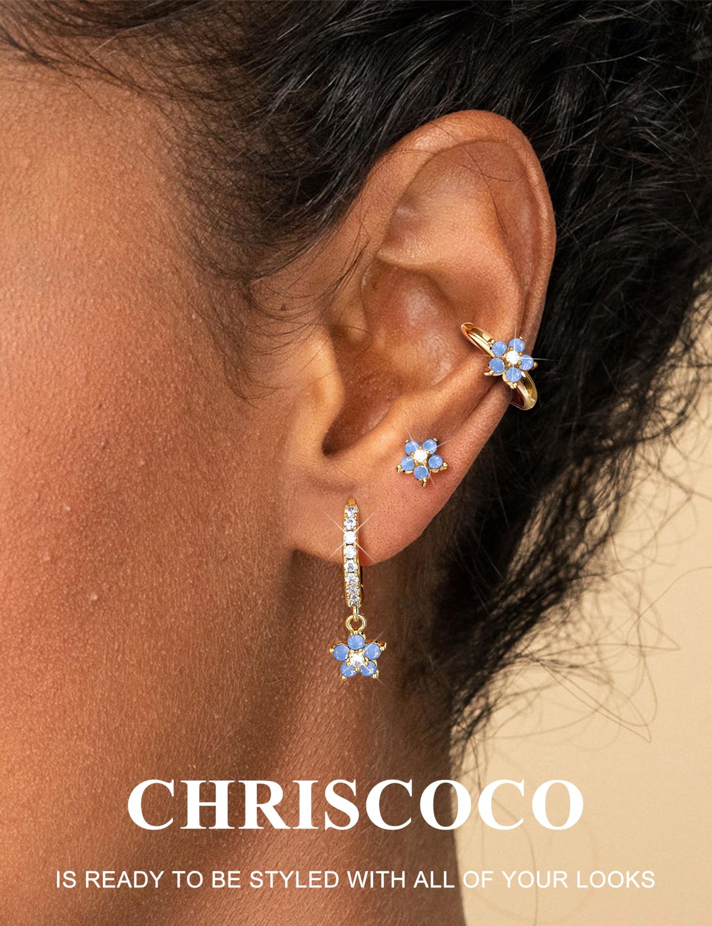 Chriscoco 3 Paia Orecchini Donna Oro Placcato 14K Acciaio Chirurgico Piccoli Orecchini Cerchio Argento Anallergici Set Piercing Orecchio