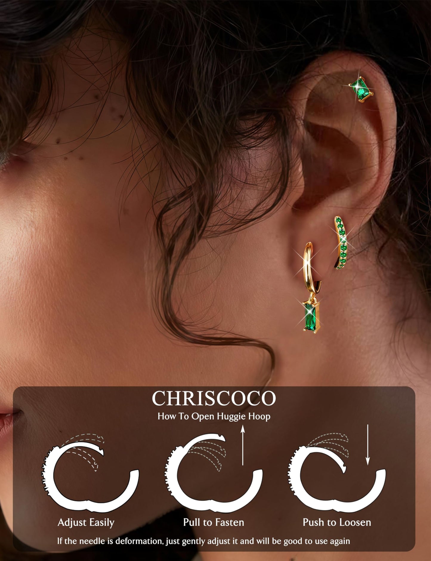 Chriscoco 3 Paia Orecchini Donna Oro Placcato 14K Acciaio Chirurgico Piccoli Orecchini Cerchio Argento Anallergici Set Piercing Orecchio