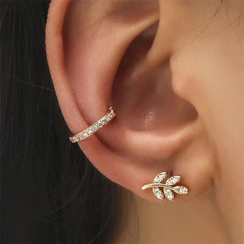 VAGZEB Bohemian NO Piercing Crystal Rhinestone Ear Cuff Wrap Stud Clip Earrings For Women Girl Trendy Earrings Jewelry Bijoux